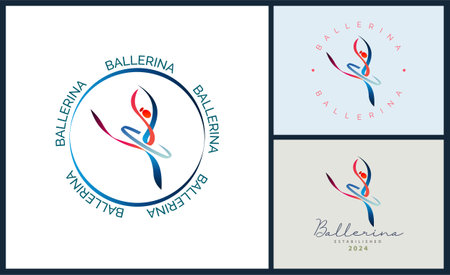 Ballerina dance in ballet motion beauty dance line style logo template designのイラスト素材