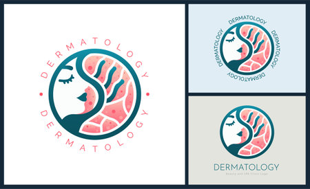 Dermatology skin care clinic and medicine beauty salon and spa logo template designのイラスト素材