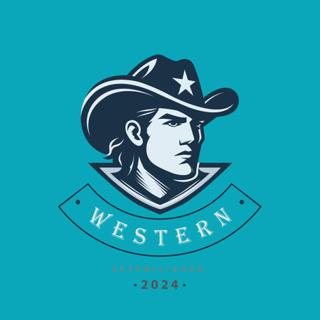 Cowboy western head silhouette logo design template for brand or company and otherのイラスト素材