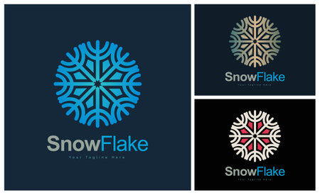 Snow flake set modern circle luxury logo template design for brand or company and otherのイラスト素材