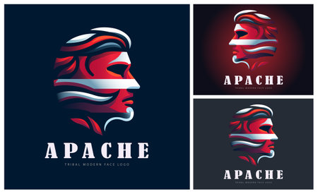 apache indian head face tribes modern logo template design for brand or company and othersのイラスト素材