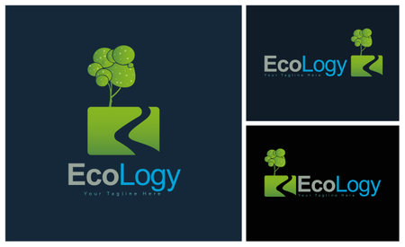 Ecology green tree nature simple logo template designのイラスト素材