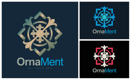 ornament pattern colourful set modern luxury art and craft logo template designのイラスト素材