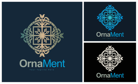ornament pattern colourful set modern luxury art and craft logo template designのイラスト素材