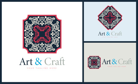 ornament pattern colourful set modern luxury art and craft logo template designのイラスト素材