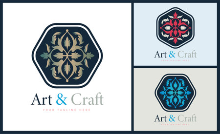 ornament pattern colourful set modern luxury art and craft logo template designのイラスト素材