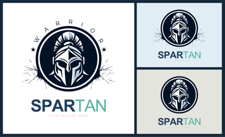 gladiator spartan warrior knight roman classic logo design templateのイラスト素材