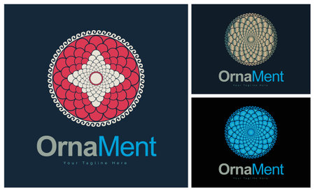 ornament pattern colourful set modern luxury art and craft logo template designのイラスト素材