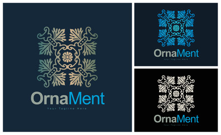 ornament pattern colourful set modern luxury art and craft logo template designのイラスト素材