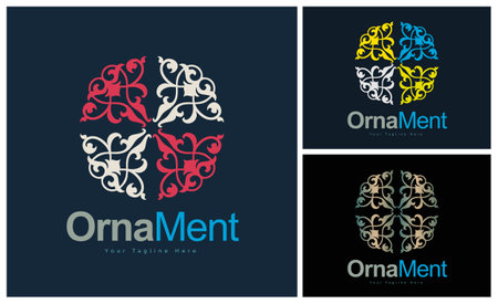 ornament pattern colourful set modern luxury art and craft logo template designのイラスト素材