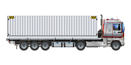 Heavy truck cargo trailer container logistic delivery service vector illustrationのイラスト素材