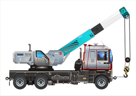 Crane truck vehicle heavy cargo car vector illustrationのイラスト素材