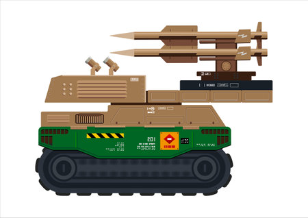 Missile vehicle military weapon rocket launcher vector illustration