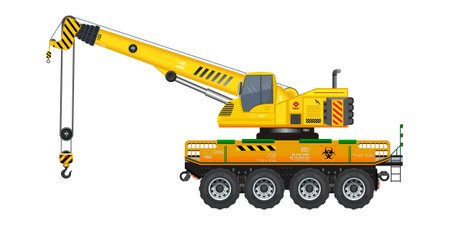 Crane vehicle hook heavy construction service vehicle vector illustrationのイラスト素材