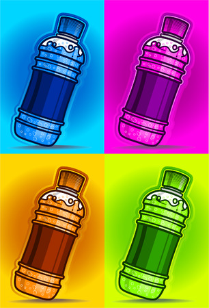 Flavored drinks in colored backgroundのイラスト素材