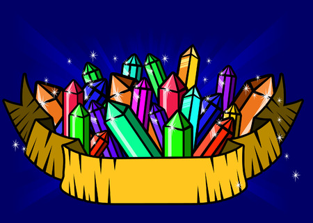 Gem frame in blue backgroundのイラスト素材