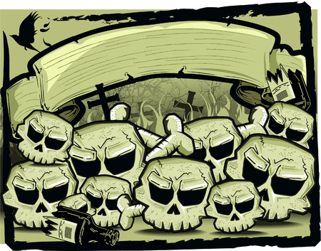 Group of skull in sepiaのイラスト素材