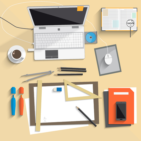 desktop notebook art board flatのイラスト素材