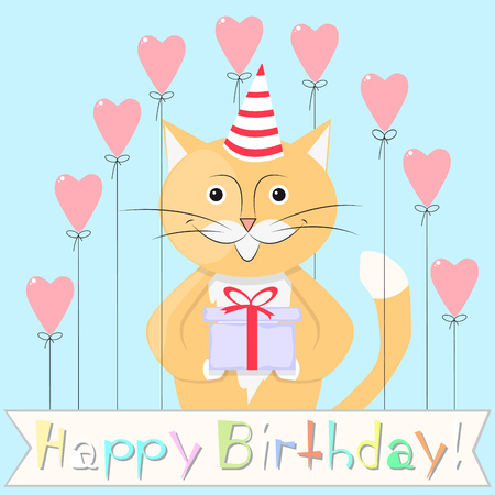 Cat happy birthday.のイラスト素材