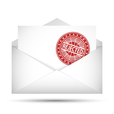 Open envelope. Rejected rubber stamp. Failure concept. Vector Illustration.のイラスト素材