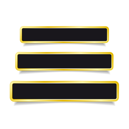 Golden banner/ button set on white background. Vector Illustrationのイラスト素材