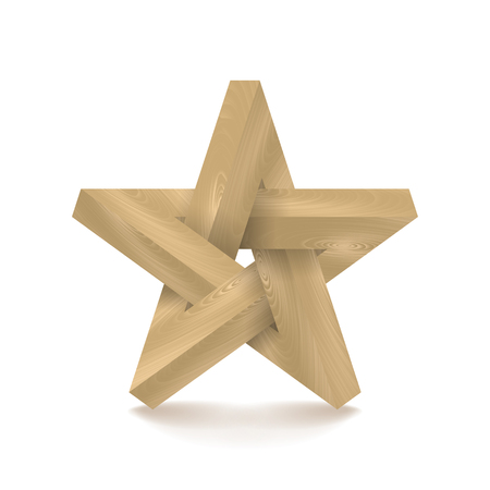 Impossible star. Imitation wood. Vector Illustrationのイラスト素材