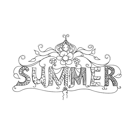 Summer floral ornamentのイラスト素材