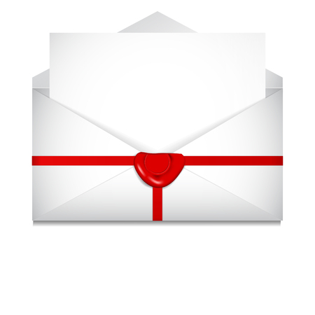 Open envelope. Sealing wax. St. Valentine's Day concept. Vector Illustrationのイラスト素材