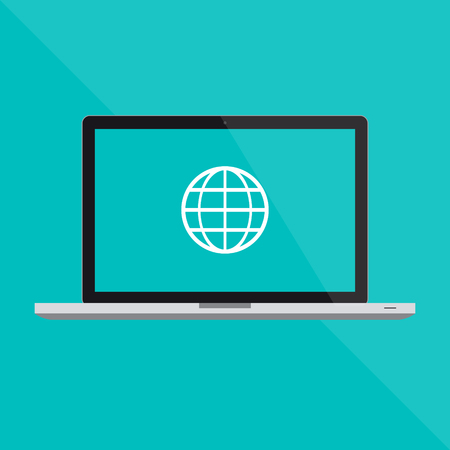flat laptop and a Internetのイラスト素材