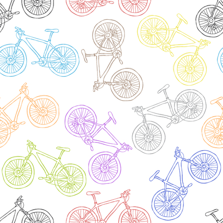 bicycle seamless pattern freehandのイラスト素材