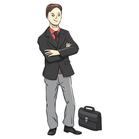 Businessman character on a white background. A successful man in suit. Vector Illustrationのイラスト素材