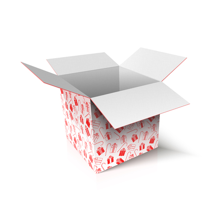 Christmas open box. New Year gift concept. Vector Illustrationのイラスト素材