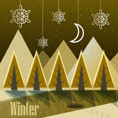 Merry Christmas and Happy New Year postcard. Winter. Vector Illustrationのイラスト素材
