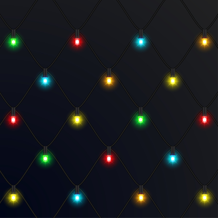 Christmas neon garlands. New Year. Vector Illustrationのイラスト素材