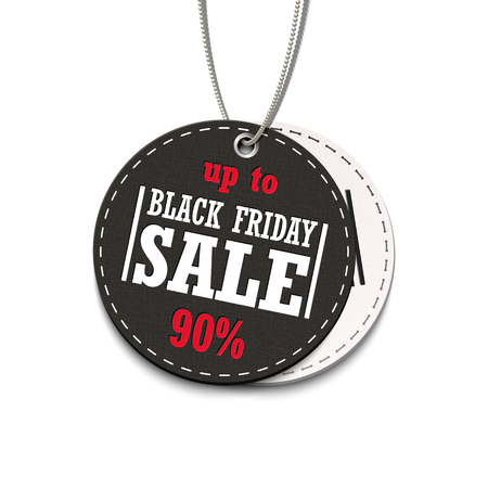 Black Friday Sale up to 90% tag isolated on a white background. Vector Illustrationのイラスト素材