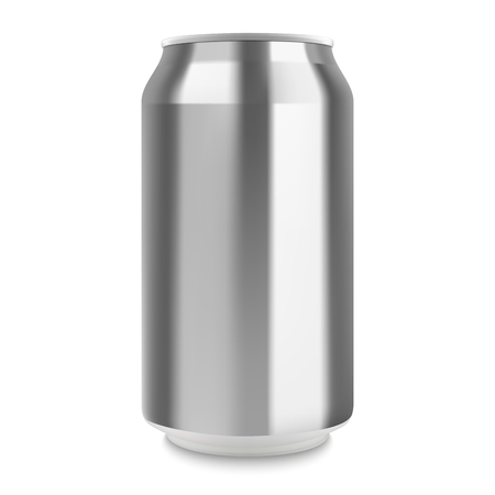 Aluminum can of the empty layout for your design. Bank of carbonated water. Tasty drink, can lemonade or beer. Vector Illustrationのイラスト素材
