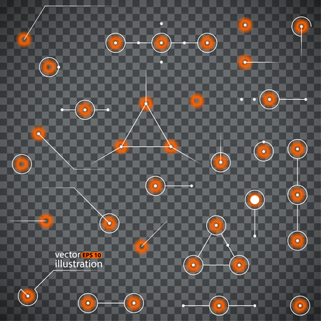 Hud elements. Sci-fi web design light points. Transparent background. Vector Illustrationのイラスト素材