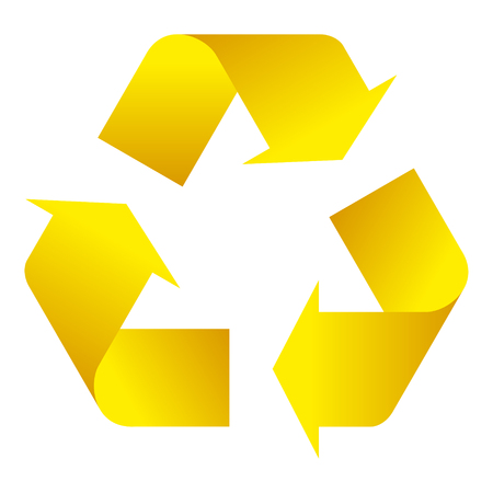 Recycle symbol of conservation yellow icon isolated on white background. 3D. Vector Illustrationのイラスト素材
