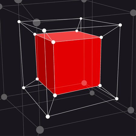Hypercube 3D object. Vector Illustrationのイラスト素材