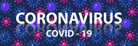 Coronavirus COVID - 2019 blue background. Coronavirus web design. Deadly type of virus 2019-nCoV. Vector Illustrationのイラスト素材