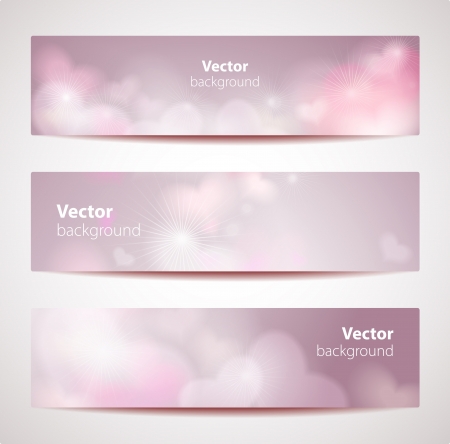 Set vector headers or banners with hearts. のイラスト素材