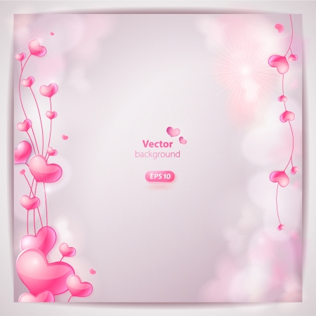 Card with hearts on light blurred background  のイラスト素材