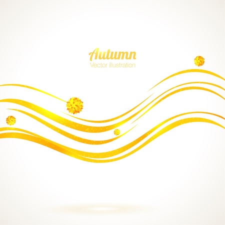 Autumn abstract background. Orange waves and balls of leaves.のイラスト素材