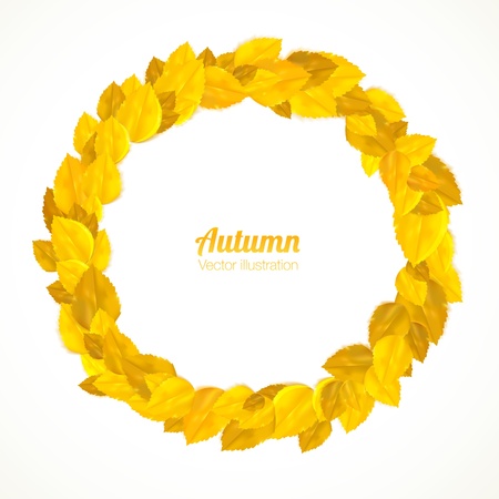Round frame with autumn leaves. Vector illustration.のイラスト素材