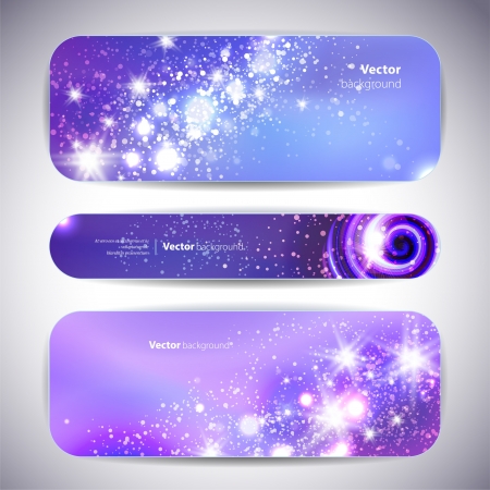 set of 3 colorful banners with decorative elements.のイラスト素材