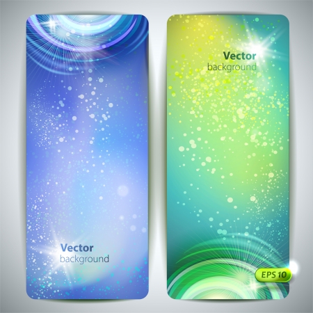 Vector set of banners with glossy vortex and sparkles のイラスト素材