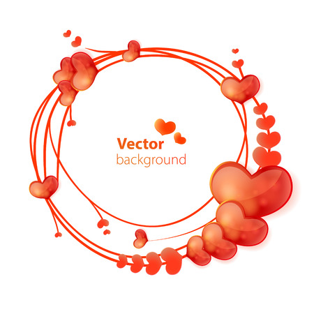 Abstract round frame with hearts  のイラスト素材