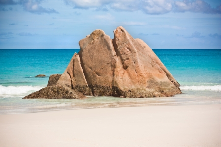 Rocky beach at Seychelles - vacation background の写真素材