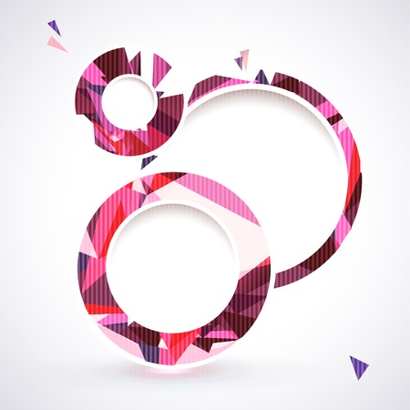 Composition of pink round frames with geometric ornament.のイラスト素材