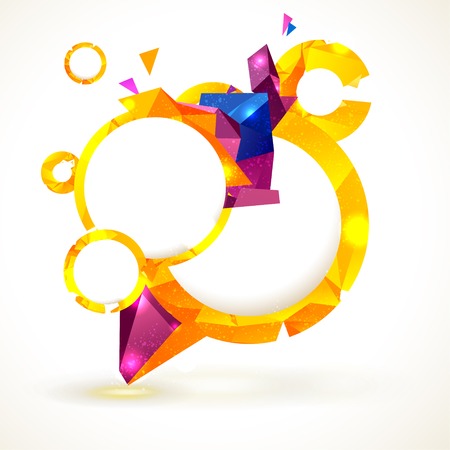 Composition of blue round frames and polygonal design elements.のイラスト素材